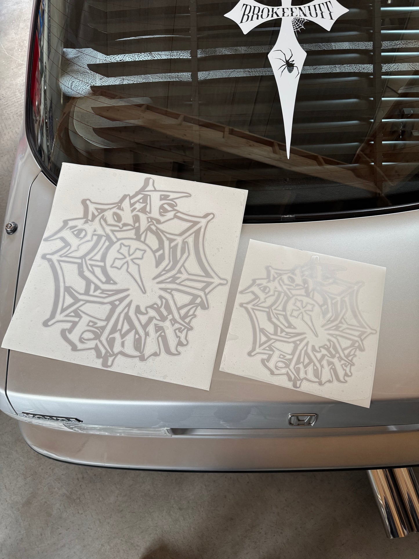 Brokeenuff Spider/Web Rear Window Banner