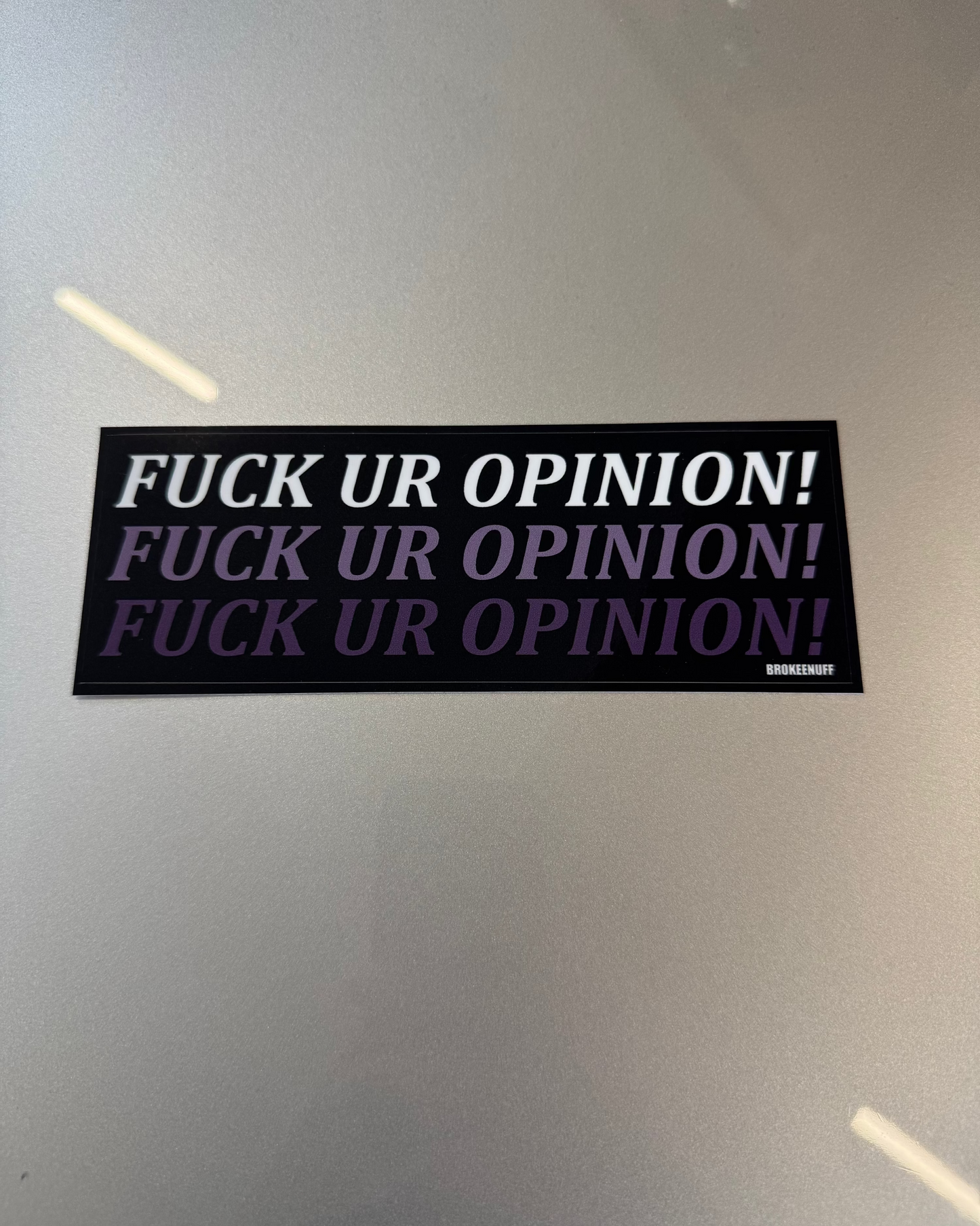 Fuck Ur Opinion! Slap Sticker purple