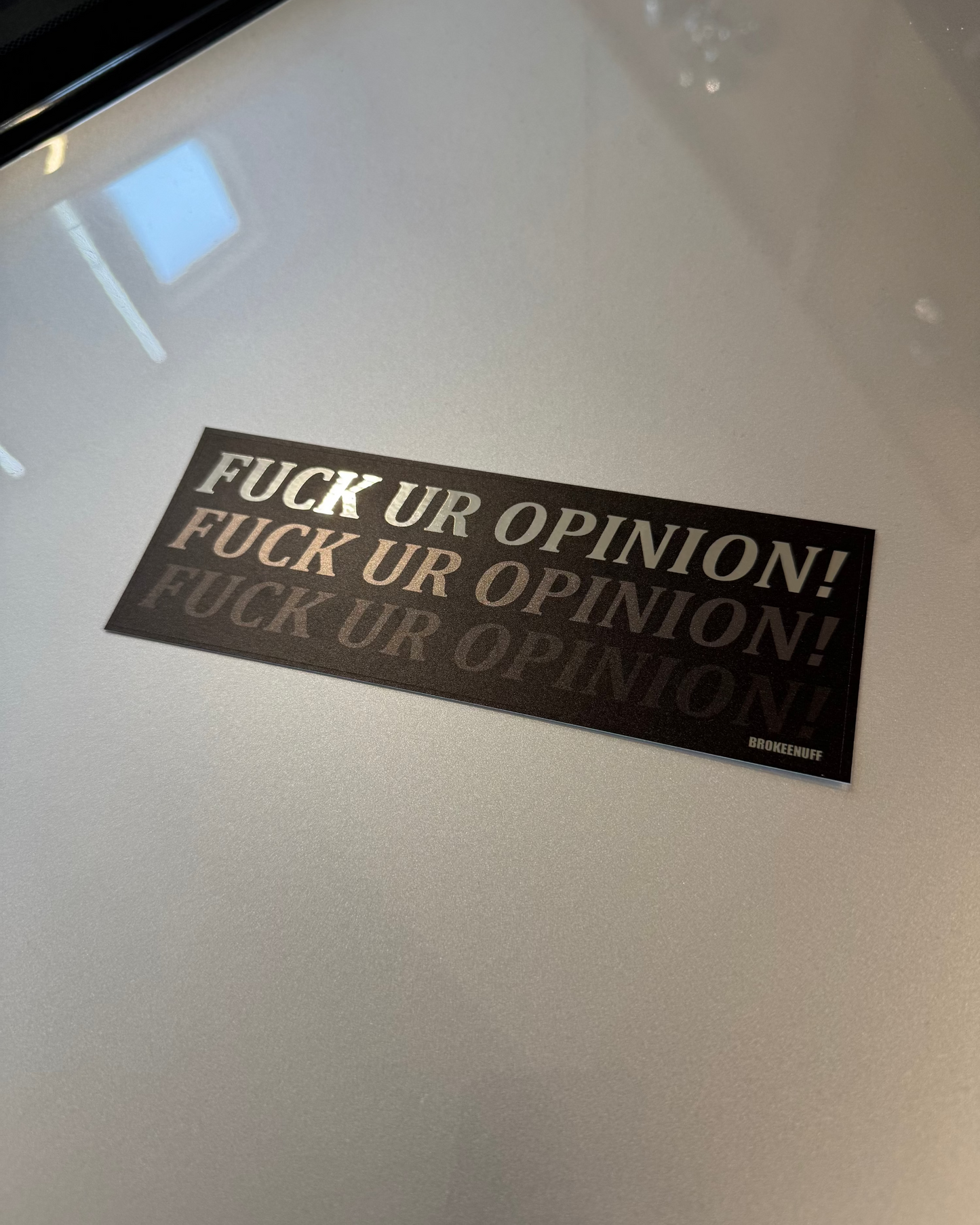 Fuck Ur Opinion! Slap Sticker chrome