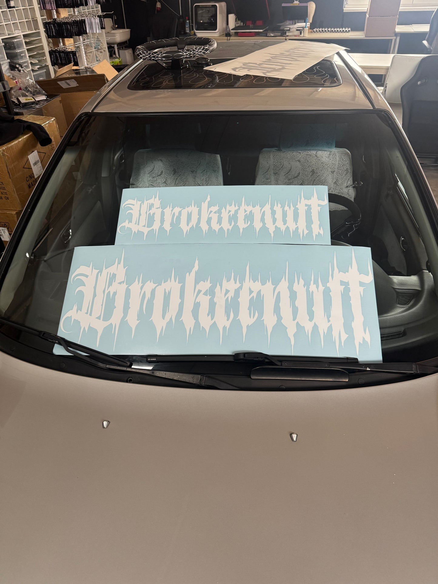 Brokeenuff Gothic Drip Front or Rear Window Banner