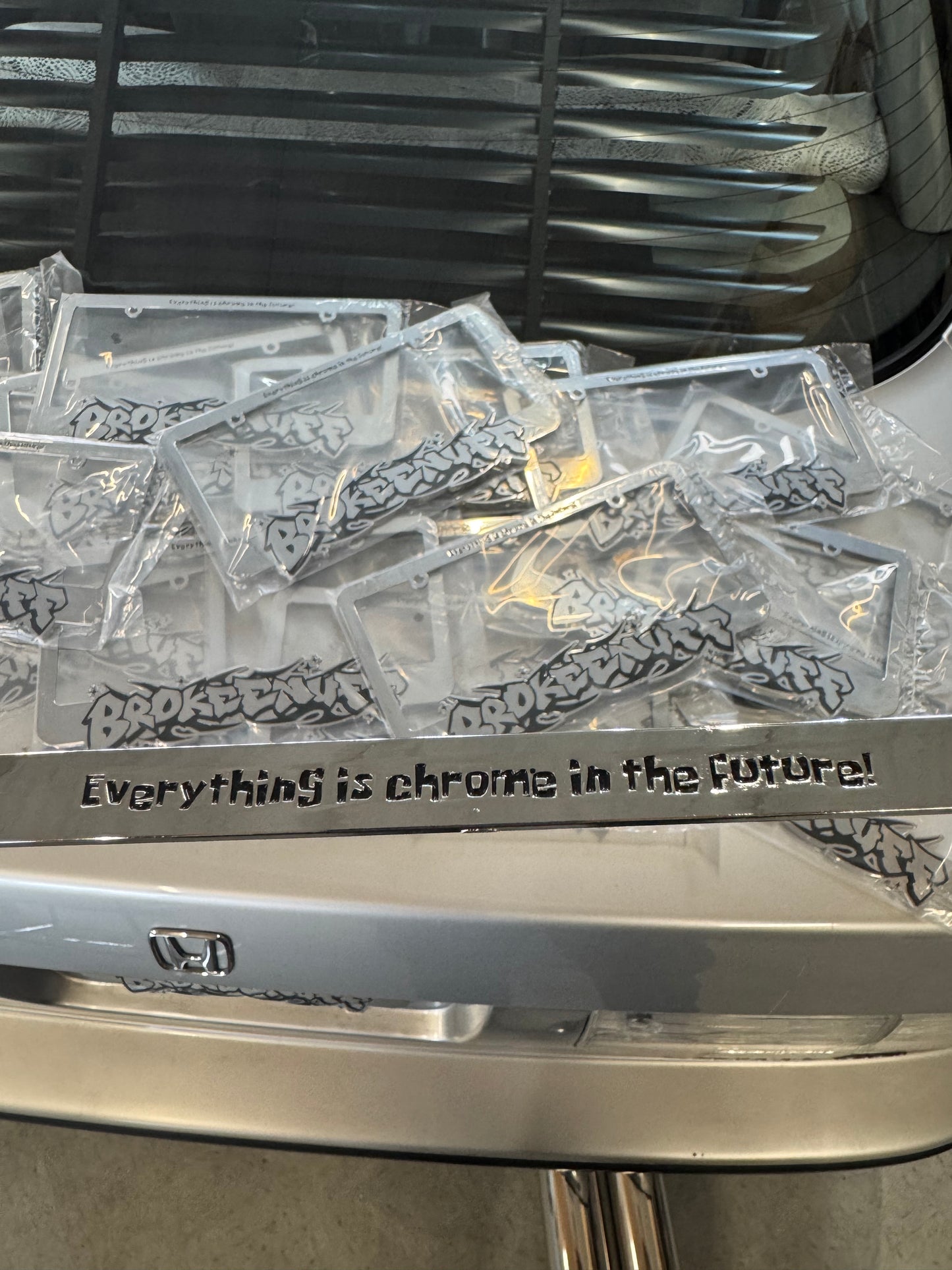 Tribal Graffiti US License Plate Frame chrome