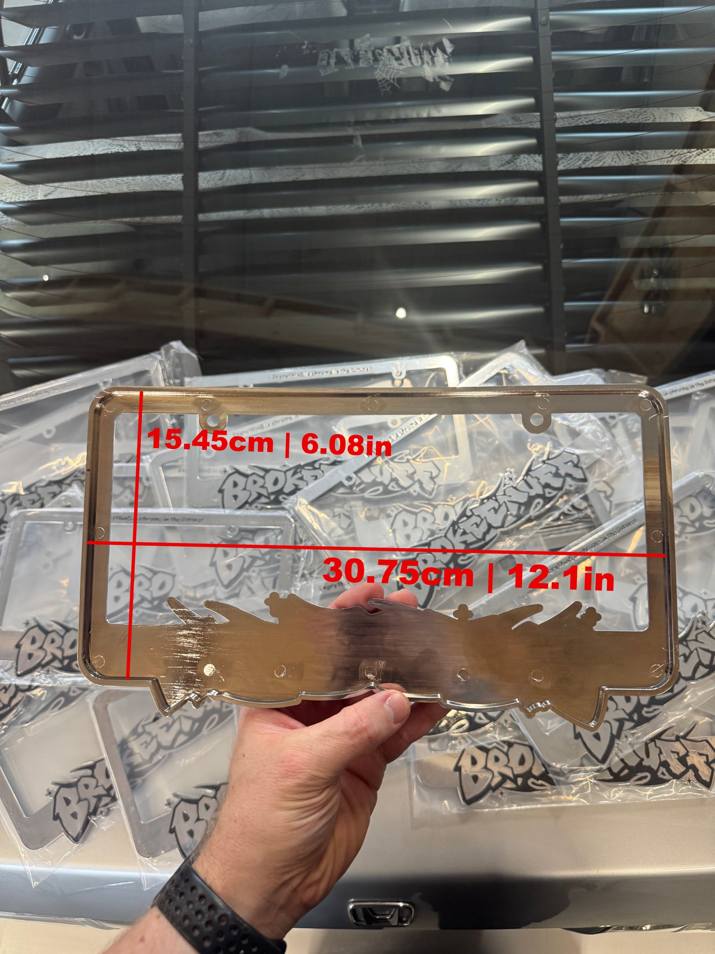 Tribal Graffiti US License Plate Frame chrome